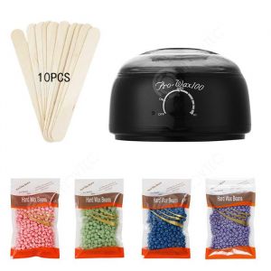 INN Chauffe-Cire 100W 18x13cm 10 bâtons de cire Machine à épiler chauffée Chauffage pour épilation à la cire 4 sacs de haricots