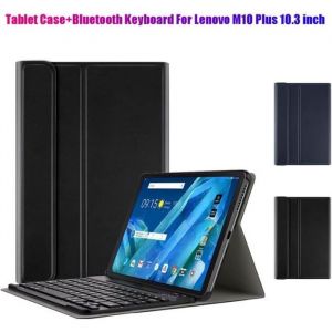 &Eacute;Tui pour Tablette + Clavier Bluetooth pour Lenovo M10 plus 103 Pouces TB-606F &Eacute;Tui en Cuir &agrave; Rabat Support de Tablette (Noir)