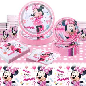 Minnie Mouse Decoration Anniversaire 81 PCS Stitch Anniversaire Vaisselle Kit pour Décorations de Fête danniversaire Enfants