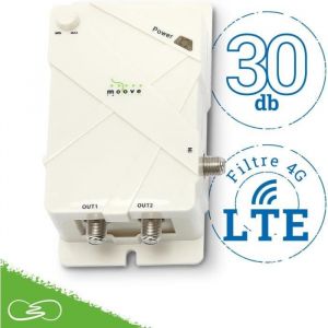 Moscatelli Antenne Omnidirectionnelle Terrestre TNT HD - DVB-T/T2 Dab 12/24/220 V Kit Complet avec C&acirc;bles et Puissant Amplificate