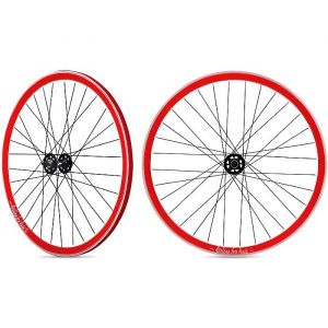 Roue arrière fixie - RODI - jante rouge moyeu noir - Flip Flop - Mixte Adulte