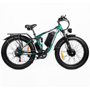 V&eacute;lo &Eacute;lectrique Double Moteur 1500W x2 Batterie 52V32AH 55KM/H Autonomie-PAS 100KM 26*4.0 Fat Pneu Tout Suspendu - VTT - Vert