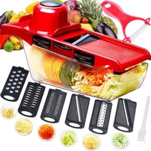 Coupe-Légumes Mandoline multifonctionnelle hachoir à râpe6 lames tranchantes en acier inoxydable interchangeables avec éplucheur