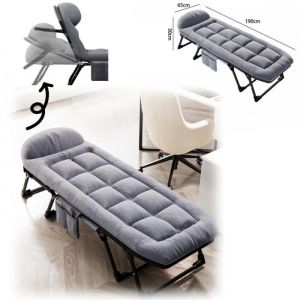 Lit de camping pliant-MENGDA-Portable lit de camp-Pour lext&eacute;rieur Le campingVoyages Maison-19 m de longueur-Gris