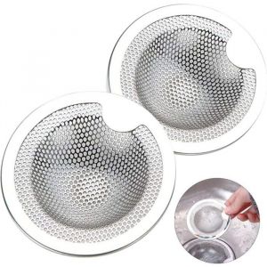 2PCS Filtre &agrave; &Eacute;vier en Acier Inoxydable Filtre Evier Cuisine Filtre de Vidange INOX Cr&eacute;pine d&Eacute;vier Grille Evier Cuisine pour Ev