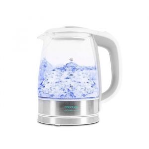 Cecotec Bouilloire Électrique ThermoSense 350 Clear. 1.7 L Verre Borosilicate Sans BPA Base 360 Lumière LED Filtre Anticalcair