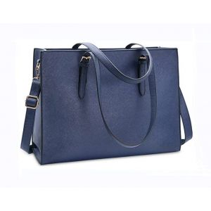 Sacoche pour ordinateur portable 156 pouces en cuir imperméable pour femme - Bleu