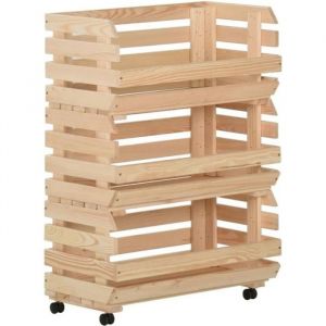 579&reg;Neu Meuble Chariot &agrave; l&eacute;gumes - Desserte de cuisine sur roulettes Desserte chariot de service 57x30x80 cm Bois de pin solide Ret