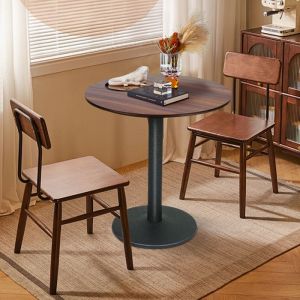 JEOBEST Petite Table de Salle &agrave; Manger avec Plateau en Bois - Table de Cuisine Ronde 70 cm - Table Haute pour 1 &agrave; 2 Personnes