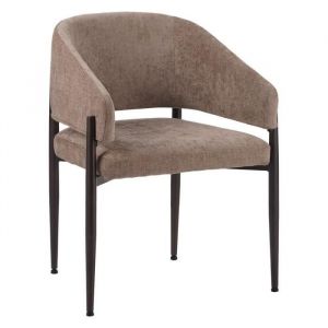 Livin24 Chaise de salle &agrave; manger en velours Bret taupe