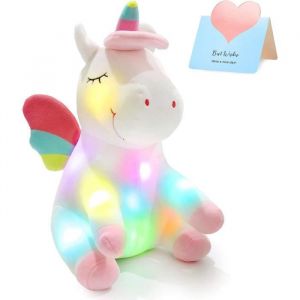 Illuminez le jouet Peluche licorne lumineuse avec veilleuses LED colorées rougeoyantes Cadeaux danniversaire pour filles 25cm
