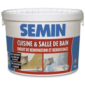Enduit de rebouchage et rénovation spécial cuisine et salle de bain Semin - adapté aux pièces humides - seau de 5 kg