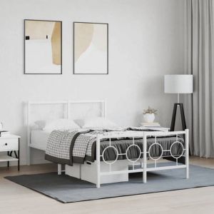 &Mode Lit 2 Personnes - BEWI - Structure de lit Adulte/enfant - m&eacute;tal sans matelas - et pied de lit blanc 120x190cm 855693