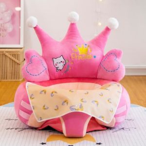 45X50CM Fauteuil pour Bébé dès 3 Mois Chaise dApprentissage en peluche Moelleux Siège de Soutien au Sol BébéRose