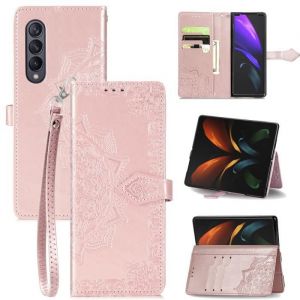 Étui Samsung Galaxy Z Fold 4 5G Grand Fleurs de Datura PU Cuir Portefeuille Étui à rabat Samsung Galaxy Z Fold4 5GHousse - Rose GOLD