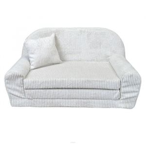 Mini Canapé Enfant Rosalia FORTIS – Convertible Déhoussable en Velours Côtelé Beige – Confort et Sécurité