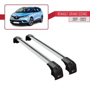 Compatible avec Renault GRAND SCENIC (Mk4) 2017-2023 Barres de Toit ACE-2 Railing Porte-Bagages de voiture GRIS