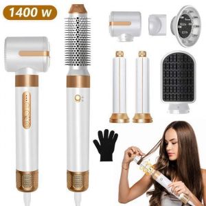【7 EN 1】Brosse Soufflante - Seche Cheveux ionique avec Auto-Boucleur Brosse Lissante - 1400W - 3 Temp&eacute;ratures S&eacute;chage Rapide