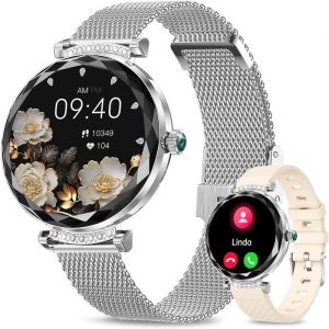 Montre Connect&eacute;e Femme Avec Appel Bluetooth 1.19U201D Amoled Smartwatch Femme Avec 2 Bracelet 100+ Modes Sport Fr&eacute;quence Cardia