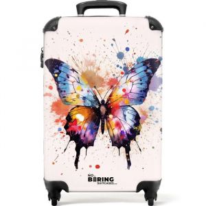 Valise Cabine - NoBoringSuitcases - Bagage &agrave; Main 55x35x20cm - L&eacute;g&egrave;re et Rigide - avec 4 roulettes - 36L - Papillon