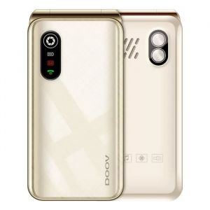 T&eacute;l&eacute;phone Portable D&eacute;bloqu&eacute; 24 Pouces Carte Sim MP3 MP4 Grand Bouton Poussoir Cadran Rapide Torche Mini &Agrave; Clapet Or