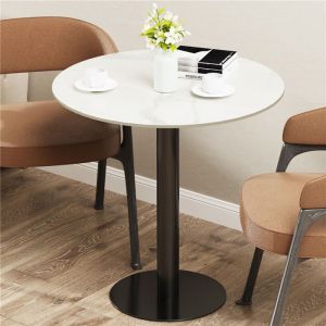 Table de Bar Ronde Table à Manger Blanc Table Bistrot Marbre Mange Debout Cuisine 76×76×78cm