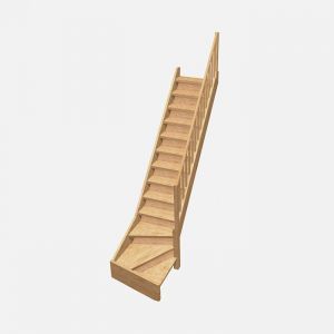 Normandie - Escalier quart tournant à droite avec balustre et contremarches