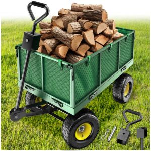 Brouette - TECTAKE - Chariot de transport avec parois lat&eacute;rales rabattables capacit&eacute; de charge 550 kg - Vert