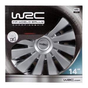 Lot de 4 enjoliveurs Gris m&eacute;tallis&eacute;s 14 pouces - WRC - SEPANG - Look sportif - Fixation simple et rapide par clips