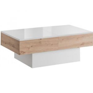 Table basse - Blanc - Bois - Avec coffre de rangement