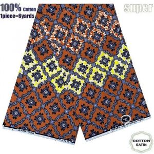Tissu - Super Wax - Hollandais African Wax Fabric - 6 Yards - Haute Qualité pour Robe de Mariage et Blazer - Type 202