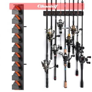 zerone Support de canne &agrave; p&ecirc;che vertical Support De Canne &agrave; P&ecirc;che Mural Design Ajustable Pour 9 Cannes - Vertical sport pack Orange