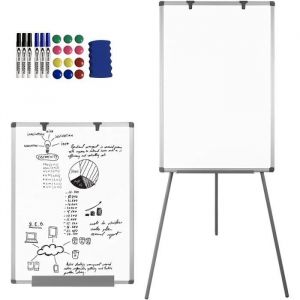 Tableau blanc à feuilles mobiles - AUFUN - 90 x 60 cm - Réglable en hauteur - Magnétique - Inscriptible