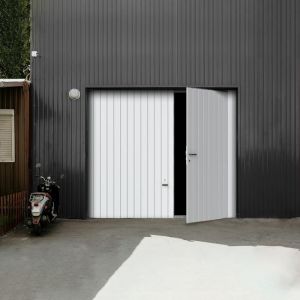 Porte De Garage META Sectionnelle Basculant Premontée  Avec Portillon 200cm X 240cm  Blanc - Finition lisse