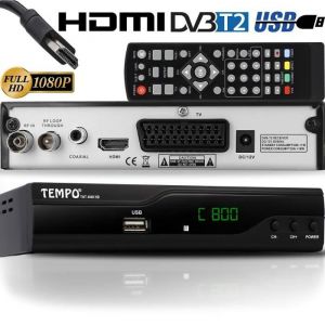 Tempo 4000 D&eacute;codeur Terrestre TNT - DVB T2 / HDMI Full HD / R&eacute;cepteur TV / USB / Decodeur TNT / DVB-T2 / H.265 HEVC / PVR / TNT