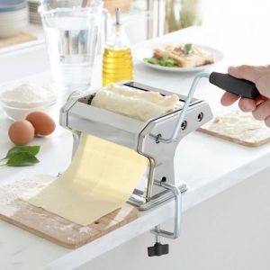 Machine a Pates fraiche Manuelle - Laminoir -Spaghettis Tagliatelles Lasagnes - Laminoir à pâtes Acier Inox avec Livret de Recettes