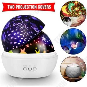 TD® AST Veilleuse Enfant Etoile Projection 360° Rotation Lampe Projecteur Lumiere Plafond Led Veilleuse Bébé 8 Couleur Mode