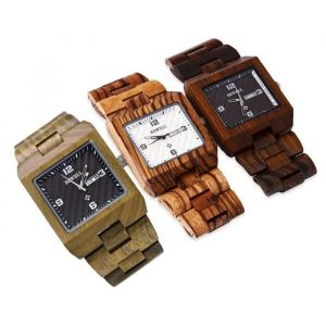 Montre en bois Bewell ZS - zèbre Hommes W016B - Mouvement Quartz Rectangle Cadran