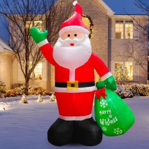 Père Noël Gonflable 245 cm Rouge/Blanc décoration fête noël - avec LED IP44 Lumineux intérieur et extérieur