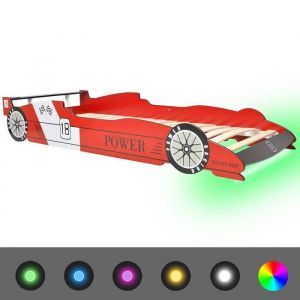 Lit dinvité simple  Lit voiture de course pour enfants avec LED 90 x 200 cm Rouge - 1 Place SP24868BED41261725