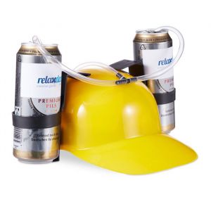 Casque &agrave; boisson lot de 10 casque &agrave; tube 2 porte-canettes casque &agrave; bi&egrave;re anti-soif carnaval f&ecirc;te football jaune