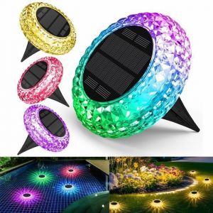 KENLUMO Lampe Solaire Extérieur Lumière Solaire Jardin Lampe Solaire Spot Encastrable-Lot de 4-Blanc Chaud& RGB