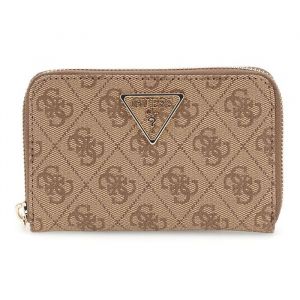 GUESS Porte-monnaie brun clair marron pour femme - Laurel II SLG Medium Zip Around Wallet Latte Logo 310029