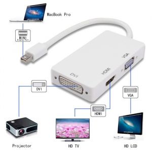 VSHOP &reg; 3 en 1 Mini DisplayPort vers HDMI-DVI-VGA Adaptateur C&acirc;ble m&acirc;le &agrave; femelle