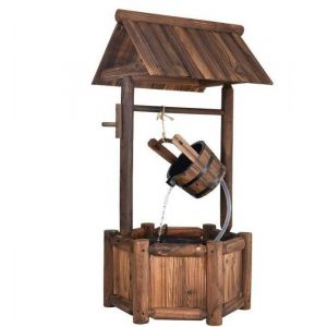 Fontaine de Jardin Exterieur - RELAX4LIFE - Fontaine D&eacute;corative en Bois - Pompe &eacute;lectrique - Cascade R&eacute;glable - 58X50X116CM