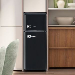 Réfrigérateur vintage volume total 92 litres Porte et étagère en verre - 27 ° C ~ 13 ° C noir