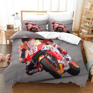 220x240cm-Moto Gp M Marquez Parure De Lit Personne Avec Housse De Couette En Microfibre Et Taies DOreiller 3D Imprimé