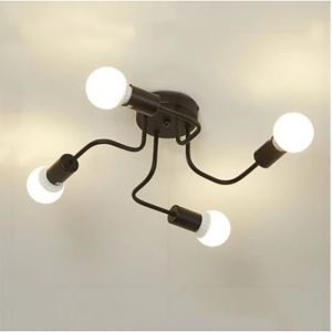 Plafonnier led en fer noir au design moderne Lustre ampoules E27 &eacute;clairage dint&eacute;rieur luminaire d&eacute;coratif de plafond