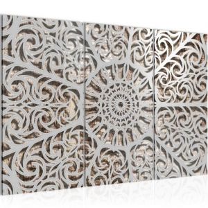 Runa art Tableau D&eacute;coration Murale Mandala Abstrait 120x80 cm - 3 Panneaux Deco Toile Pr&ecirc;t &agrave; Accrocher 506131c