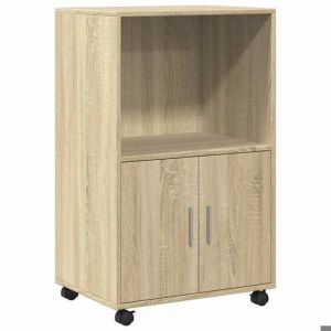 ABOTT@Buffet de Cuisine KENNETH - Armoire Bas/Colonne/ Armoire &agrave; roulettes ch&ecirc;ne sonoma 55x40x91cm - Bois ding&eacute;nierie - 851370